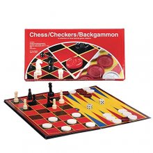 Cover art for Pressman Chess / Checkers / Backgammon - 3 Games in One with Full Size Staunton Chess Pieces and Interlocking Checkers, 15.62 x 8.00 x 1.50 Inches