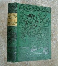Cover art for Romola George Eliot Antique 1884 Victorian Classic Green Decor Caxton Edition