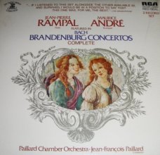 Cover art for Brandenburg Concertos Complete (The Classic French Erato Collection) Jean-Pierer Rampal and Maurice Andre 2LP