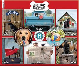 Cover art for Ceaco - 8 in 1 Multipack - Ron Schmidt - (2) Round 300 Piece, (4) 550 Piece, (1) 750 Piece (1) 1000 Piece Jigsaw Puzzles