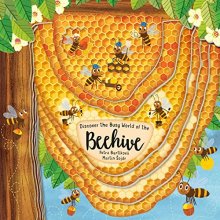 Cover art for Beehive (Happy Fox Books) One-of-a-Kind Board Book Teaches Kids Ages 2 to 5 about Bees, Flying into a Hive with Every Turn of the Page, plus Educational Facts, Vocabulary Words, and More (Peek Inside)