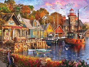 Cover art for White Mountain Puzzles Harbor Evening - 1000 Piece Jigsaw Puzzle