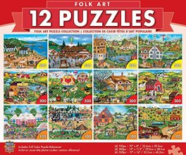 Cover art for MasterPieces 12 Pack Jigsaw Puzzle for Adult, Family, Or Kids - Folk Art 12-Pack Bundle - Family Owned American Puzzle Company