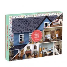 Cover art for Galison Phat Dog 2-Sided Jigsaw Puzzle, Vintage Dollhouse, 500 Pieces - 24” x 18”, Double-Sided Puzzle with Vibrant Artwork, Perfect for Family Fun