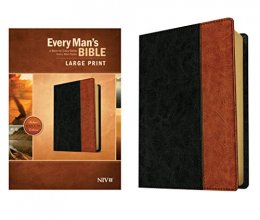 Cover art for Every Man's Bible NIV, Large Print, TuTone (LeatherLike, Black/Tan) – Study Bible for Men with Study Notes, Book Introductions, and 44 Charts