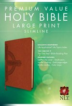 Cover art for Premium Value Slimline Bible Large Print NLT, Cross (LeatherLike, Sienna)