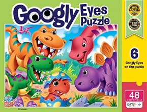 Cover art for MasterPieces Googly Eye 48 Right Fit Puzzles Collection - Dinosaurs 48 Piece Jigsaw Puzzle, 14"X19"