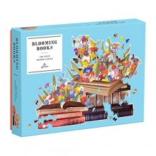 Cover art for Galison Blooming Books Shaped Jigsaw Puzzle, 750 Pieces, 28.3” x 21'' – Flowers, Butterflies and Books – Die-Cut – Thick, Sturdy Pieces – Challenging and Fun – Fun Indoor Activity