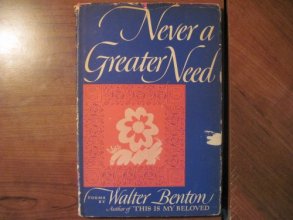 Cover art for Never a Greater Need: Poems -- w/ Dust Jacket