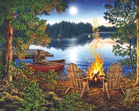 Cover art for Springbok Majestic 1000 Piece Wooden Jigsaw Puzzle Lakeside Canoe