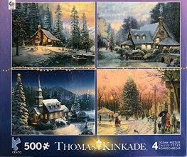 Cover art for Ceaco Thomas Kinkade 4-in-1 Multi-Pack Holiday Jigsaw Puzzle (500 Pieces)