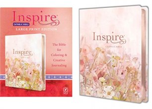 Cover art for Inspire Catholic Bible NLT Large Print (LeatherLike, Pink Fields with Rose Gold): The Bible for Coloring & Creative Journaling