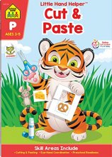 Cover art for School Zone - Cut & Paste Skills Workbook - 32 Pages, Ages 3 to 5, Preschool, Kindergarten, Scissor Cutting, Gluing, Stickers, Counting, and More (School Zone Little Hand Helper™ Book Series)