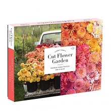 Cover art for Galison Floret Farm's Cut Flower Garden 500 Piece Double Sided Jigsaw Puzzle, Fun and Challenging Puzzle with Close Up of Colorful Flowers on One Side and Vintage Truck Filled with Flowers on Other