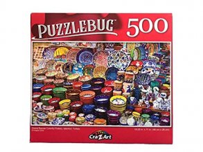 Cover art for Puzzlebug CraZart Jigsaw Puzzles for Adults Kids 500 Piece Advanced Jigsaw Puzzle 18.25 in. x 11 in. Grand Bazzar Colorful Pottery, Istanbul, Turkey