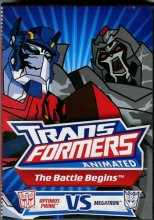 Cover art for Transformers Animated The Battle Begins Optimus Prime VS Megatron DVD